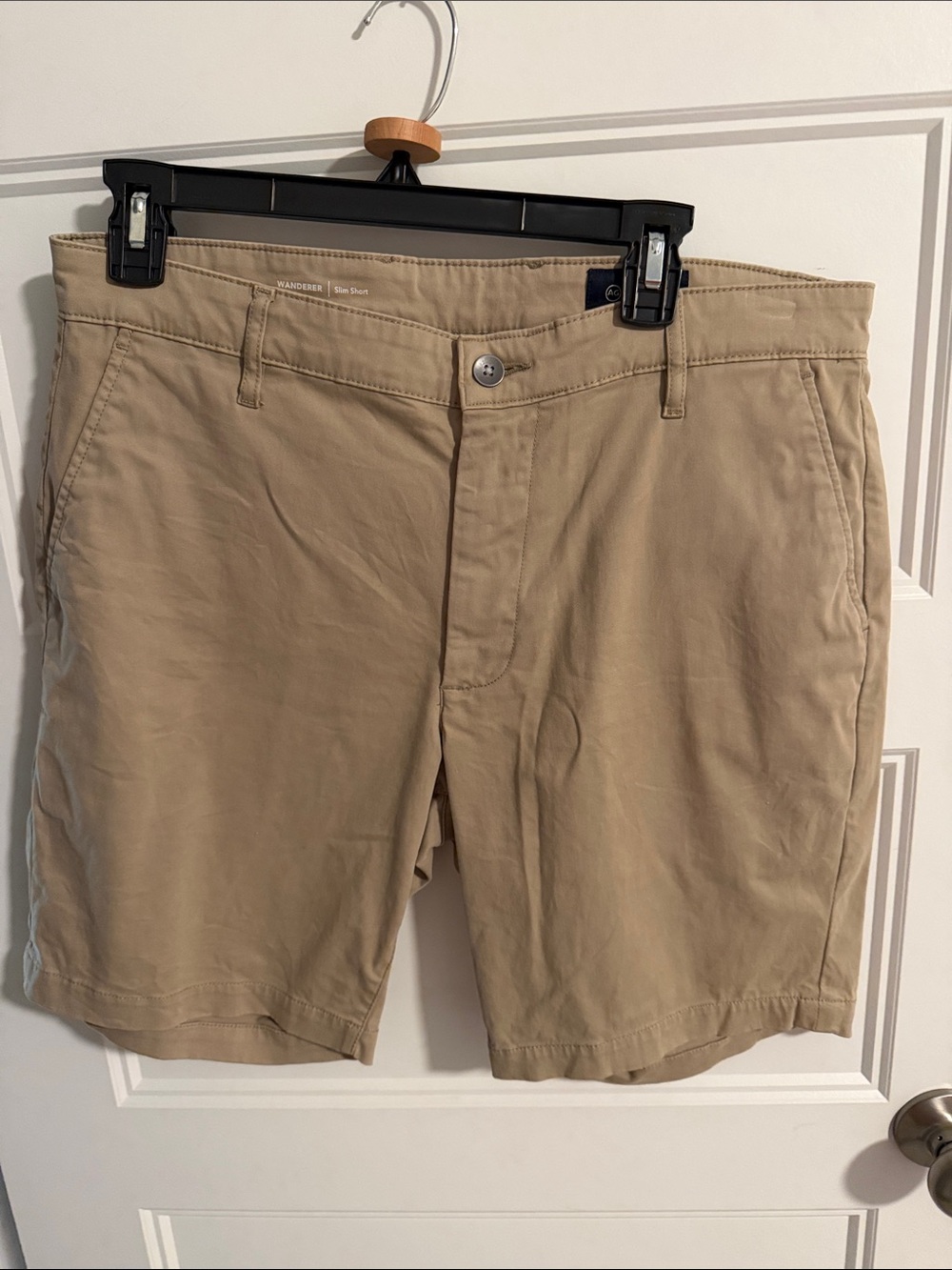 AG Adriano Goldschmied Men's Khaki Flat-Front Shorts